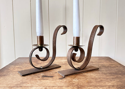 Pair of Hand Forged Candlesticks