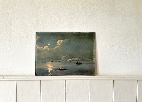 Moonlit Maritime Oil Painting