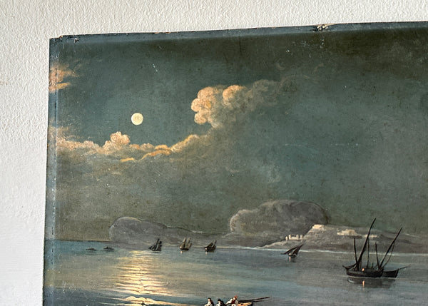 Moonlit Maritime Oil Painting