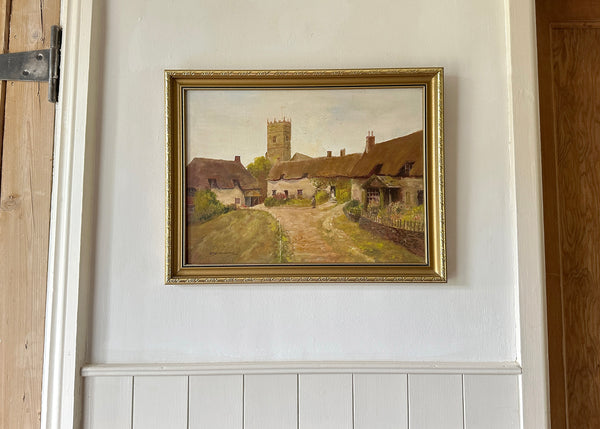 Godshill Village & Church Oil Painting