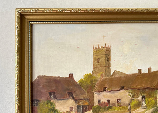 Godshill Village & Church Oil Painting