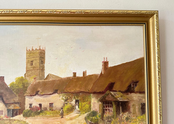 Godshill Village & Church Oil Painting