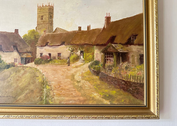 Godshill Village & Church Oil Painting