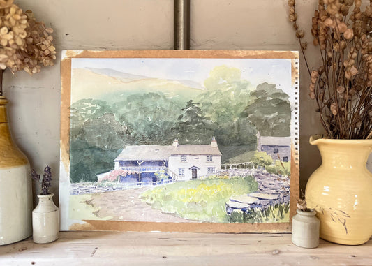 White Cottage Watercolour Painting