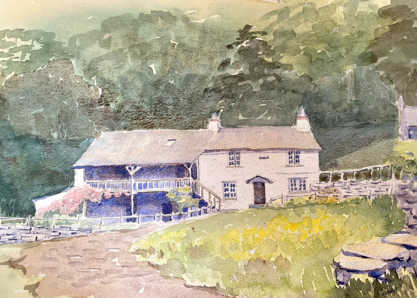 White Cottage Watercolour Painting