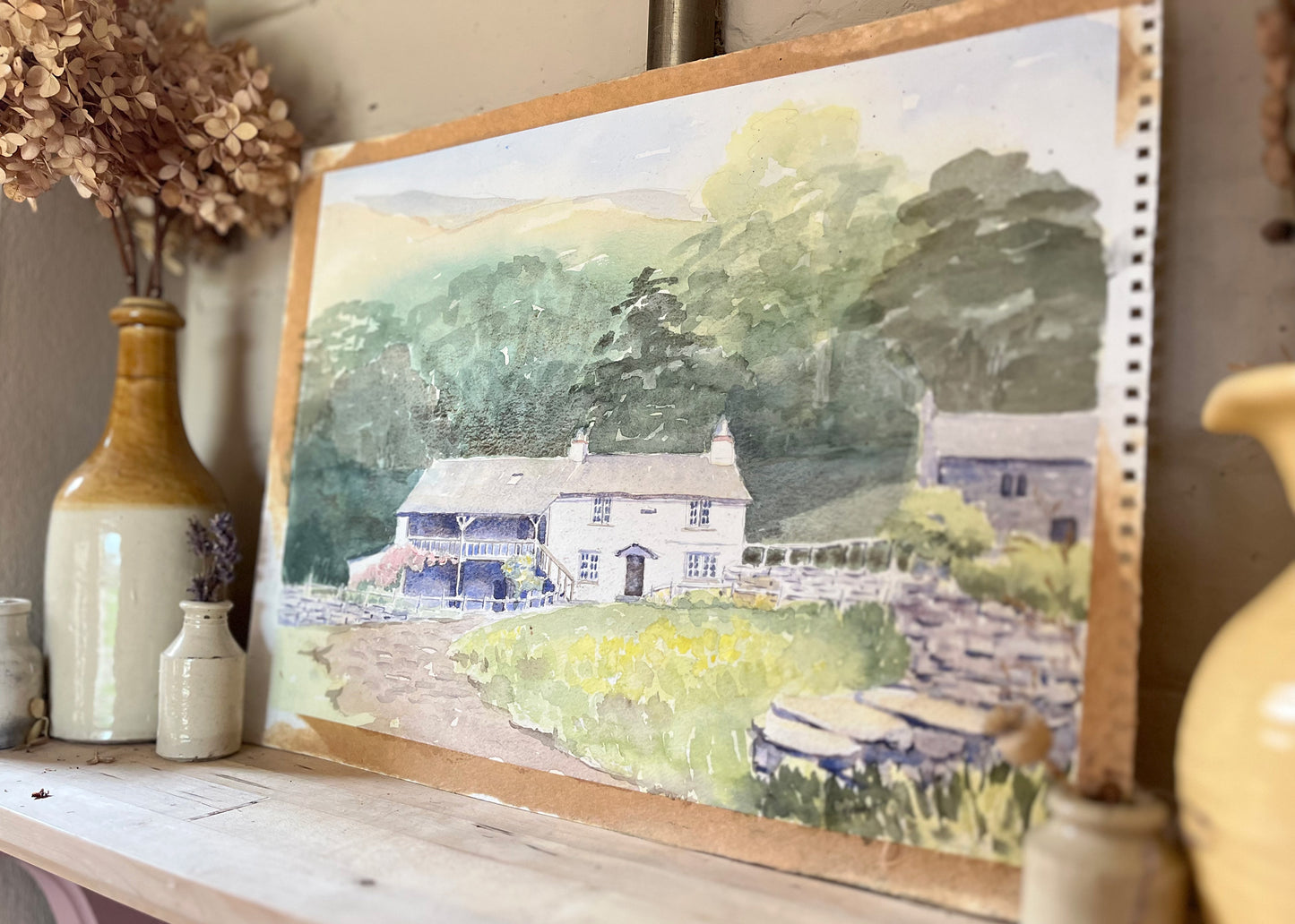 White Cottage Watercolour Painting